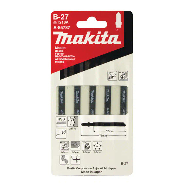 Makita Jigsaw Blade B-27 Bayonet Type 5pk 76mm x 24TPI