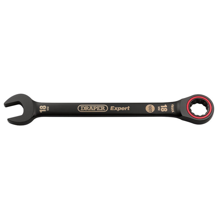 Draper Tools Expert HI-TORQ Metric Ratchet Combination Spanner 18mm Black