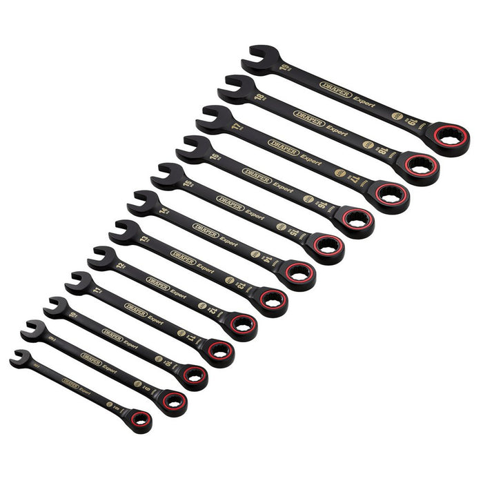 Draper Expert HI-TORQ Metric Ratchet Combination Spanner Set Black 12 Pce