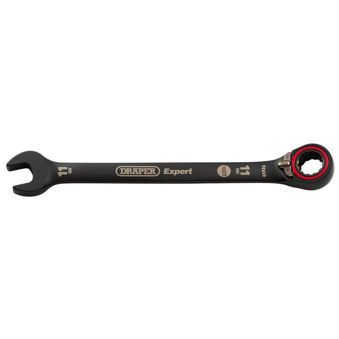 Draper Expert HI-TORQ® Metric Reversible Ratchet Combination Spanner, 11mm, Black
