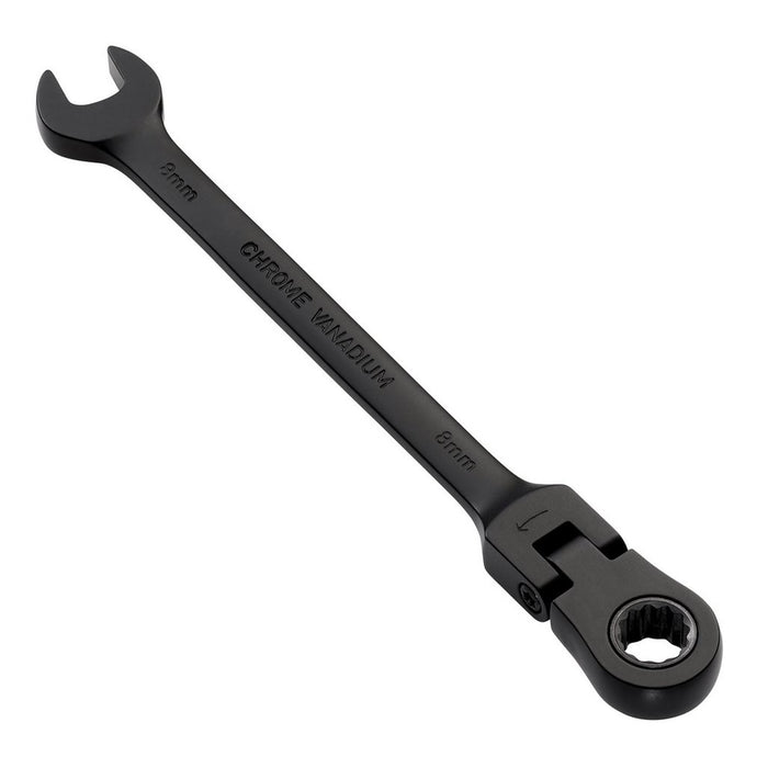 Draper Expert HI-TORQ® Metric Flexible Head Ratchet Combination Spanner, 8mm, Black