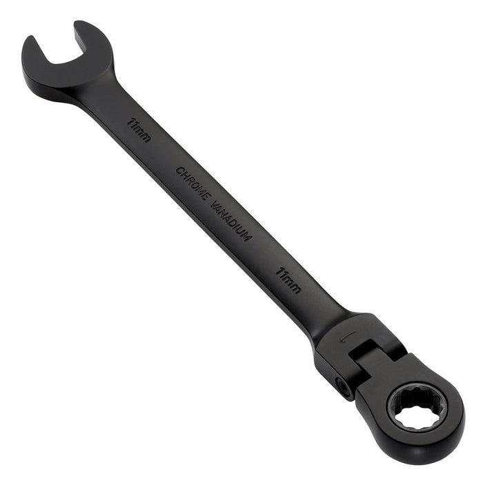 Draper Expert HI-TORQ® Metric Flexible Head Ratchet Combination Spanner, 11mm, Black