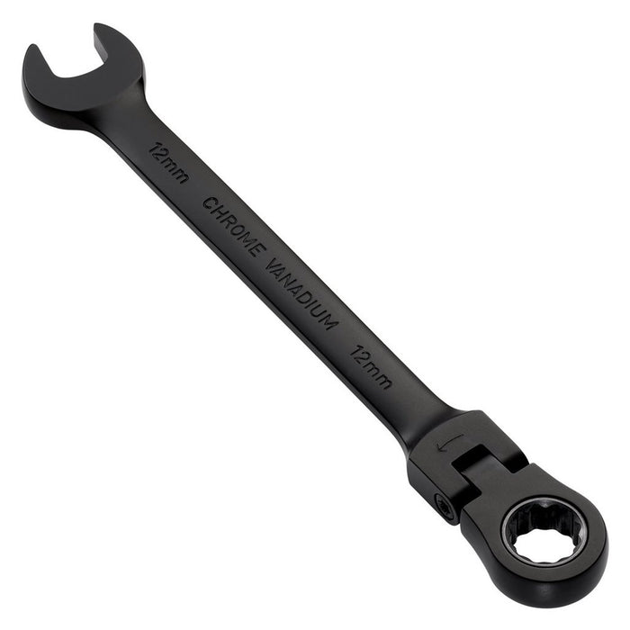 Draper Expert HI-TORQ® Metric Flexible Head Ratchet Combination Spanner, 12mm, Black
