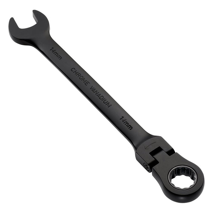Draper Expert HI-TORQ® Metric Flexible Head Ratchet Combination Spanner, 14mm, Black