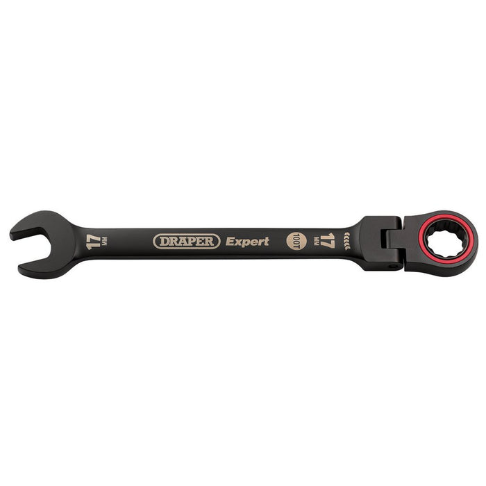 Draper Expert HI-TORQ® Metric Flexible Head Ratchet Combination Spanner 17mm Black