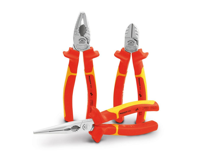 Matador VDE Plier Set, 3 Pce (Comb. Plier, Side Cutter & Straight Needle Nose Pliers)