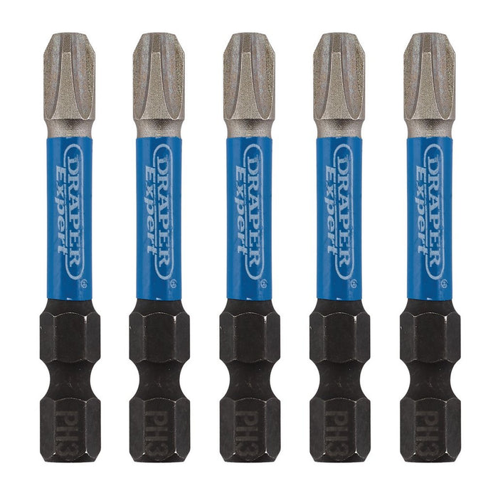 Draper Expert Cross Slot/PH Type Impact Screwdriver Bits PH3 x 50mm 1/4