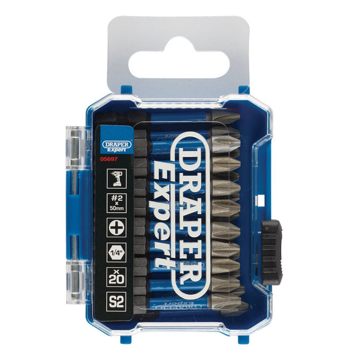 Draper Expert Cross Slot/PH Type Impact Screwdriver Bits PH2 x 50mm 1/4