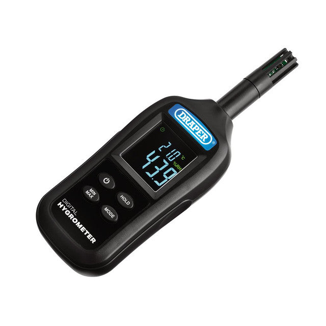 Draper Handheld Digital Hygrometer - Humidity and Temperature Meter, 0-100% RH and -20 to +70°C