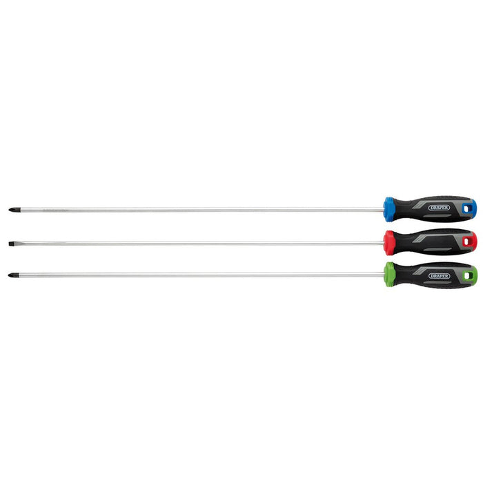 Draper Long Reach Soft Grip Screwdriver Set 3 Piece