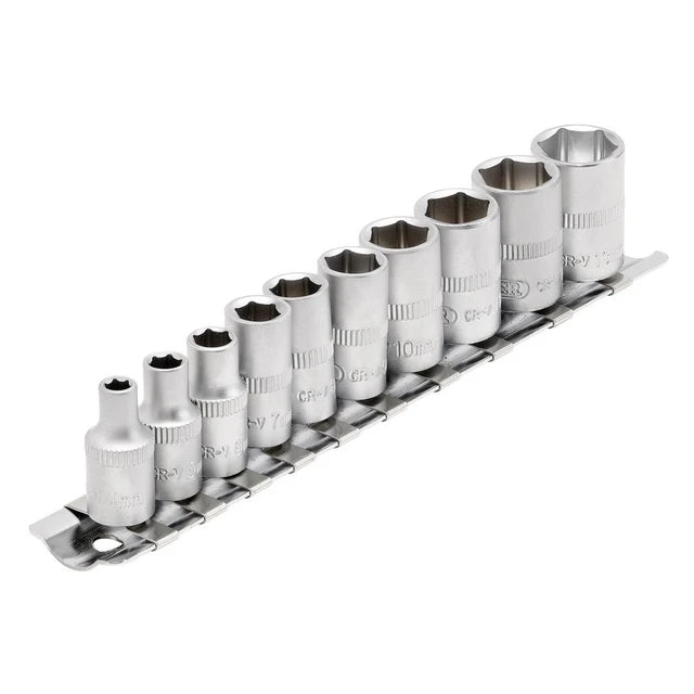 Draper Tools 1/4 Sq. Dr. Metric Sockets on Metal Rail (10 piece)