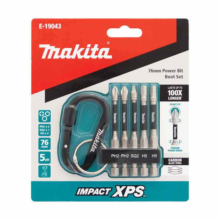 Makita 75mm Impact XPS & Carabiner Mixed Screwdriver Bit 5 Piece E-19043