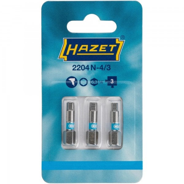 Hazet Tamper-Resistant Torx Bit T10H 3 Pack 1/4in Hex 2223N-T10H/3