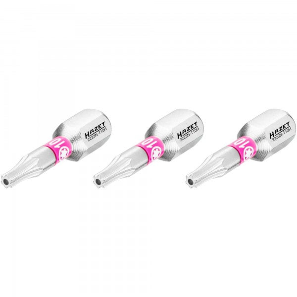 Hazet Tamper-Resistant Torx Bit T10H 3 Pack 1/4in Hex 2223N-T10H/3