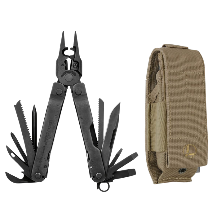 Leatherman 19 Tool Super Tool 300 EOD Black Oxide Multi-Tool with Brown MOLLE Sheath