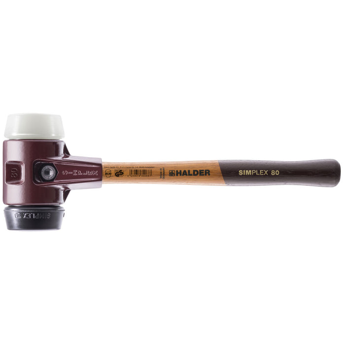 Halder SIMPLEX Soft-Face Mallet Rubber/Superplastic Wooden Handle Cast Iron Housing 80mm Dia Face 2770g