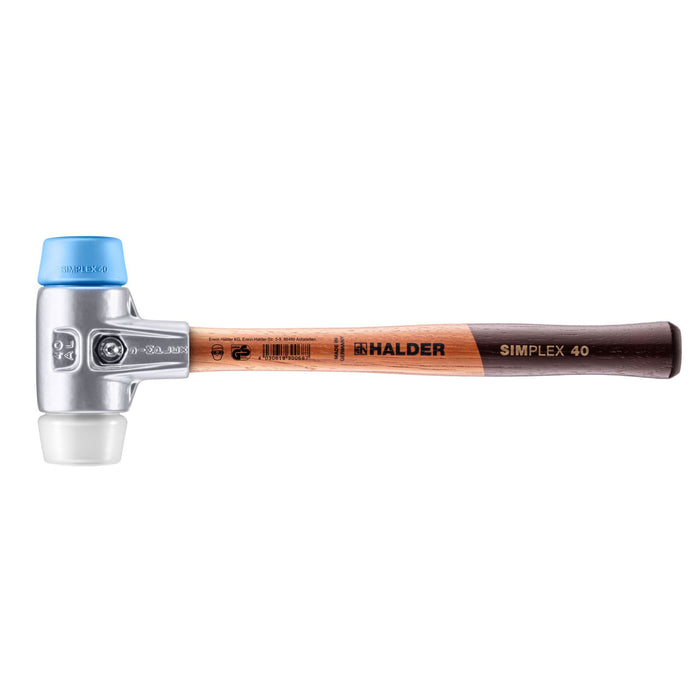 Halder SIMPLEX Soft-Face Mallet Aluminium Housing & Wooden Handle TPE-Soft/Superplastic 350g