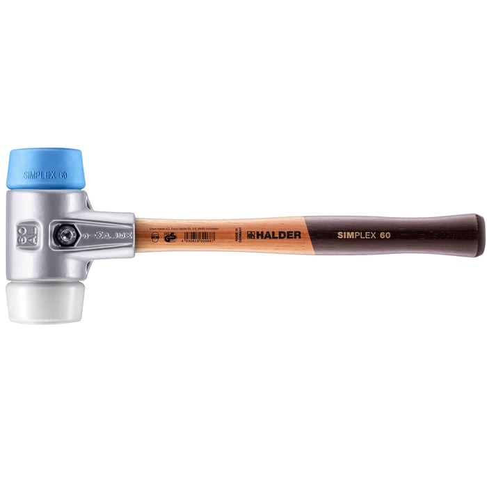 Halder SIMPLEX Soft-Face Mallet Aluminium Housing & Wooden Handle TPE-Soft/Superplastic 875g