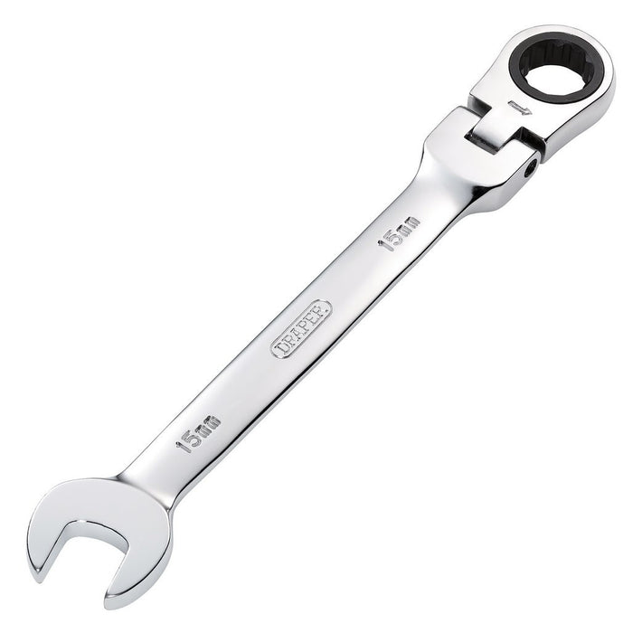 Draper Tools Hi-Torq® Metric Flexible Head Ratcheting Combination Spanner 15mm 52017