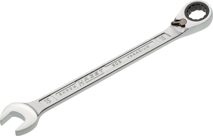 Hazet Ratcheting Combination Wrench 606-15 Outside 12-Point Traction Profile 15mm