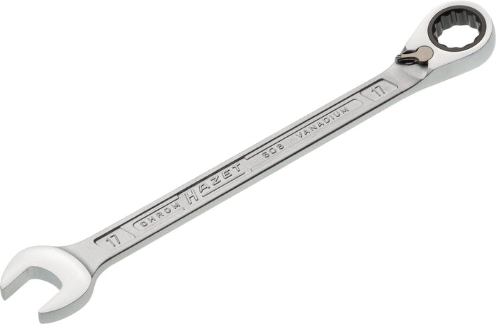 Hazet Ratcheting Combination Wrench 606-17 Outside 12-Point Traction Profile 17mm