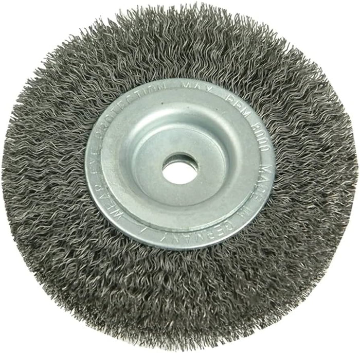 Lessmann Wheel Brush Dia 150mm Trim Width 25mm Pipe Width 50mm Reducing Ring Set 3 & Steel Wire Crimped 0.30mm