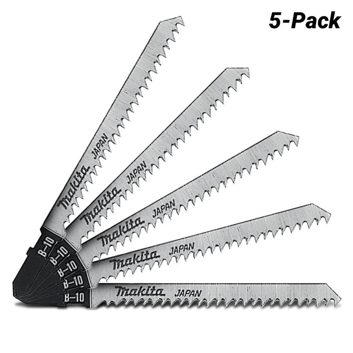Makita 76mm x 10TPI Jigsaw Blade Bayonet B-10 for Cutting Wood & PVC, 5 Pack