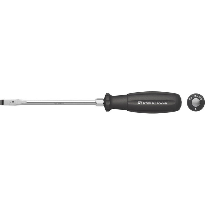PB Swiss 8102.D5-150 Slotted Screwdriver 1.2 x 8mm Tang-Through Blade & Hex Bolster Tip