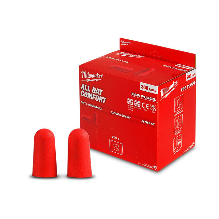 Milwaukee Tapered Uncorded Earplugs -200pk