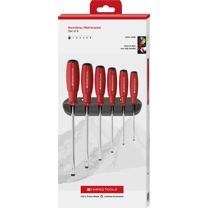 PB Swiss SwissGrip Slotted 6 Pce Screwdriver Set in Cardboard Box