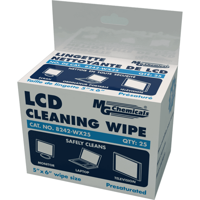 MG Chemicals LCD Screen Cleaning Wipes 25 Pack (Individual)