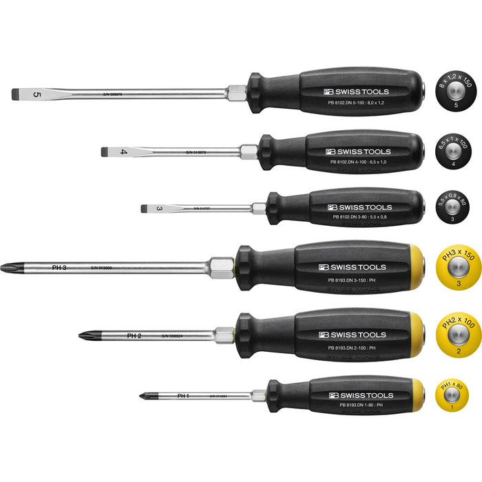 PB Swiss SwissGrip Slotted and Phillips Screwdriver 6 Pce Set