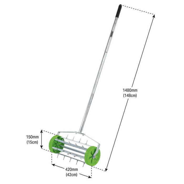 Draper Tools Rolling Lawn Aerator Spiked Drum, 450mm