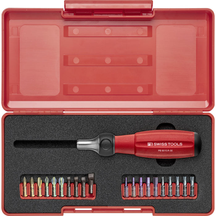 PB Swiss Twister 20 Pce Bit Holder Set with Ratchet in a ToolBox
