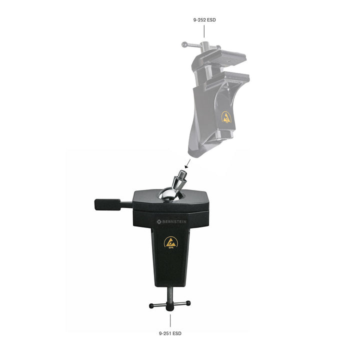 Bernstein ESD Ball Joint Base SPANNFIX for Clamping On 80mm Black