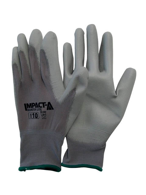 Impact-A Hunter-Lite Grey Nylon/PU Dipped Glove - XXL Size 11