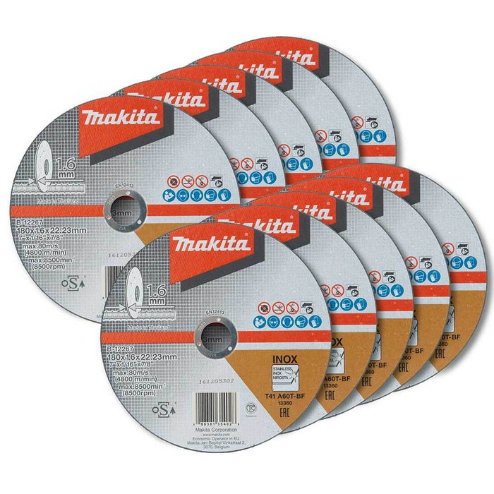 Makita Elite 180 x 1.6 x 22.23mm Thin Stainless Steel Cut Disc 10 Pack