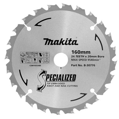Makita Knot & Nail TCT Saw Blade 160mm x 20 x 24T