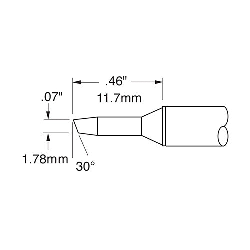 Metcal CVC Soldering Cartridge Bevel 1.7mm 30° 800 Series CVC-8BV3018S