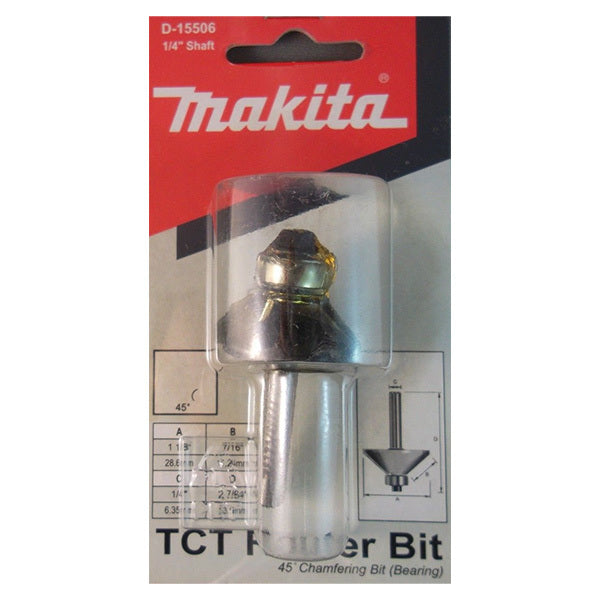 Makita 45Deg Chamfering TCT Bit 1/4