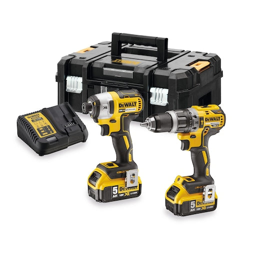 Dewalt Next Generation18V XR Li-Ion Brushless 2pc Combination Kit - 5.0Ah (In DS150 Tough Case)