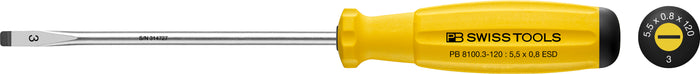 PB Swiss 8100 ESD SwissGrip Slotted Screwdriver 0.8 x 5.5 x 120mm