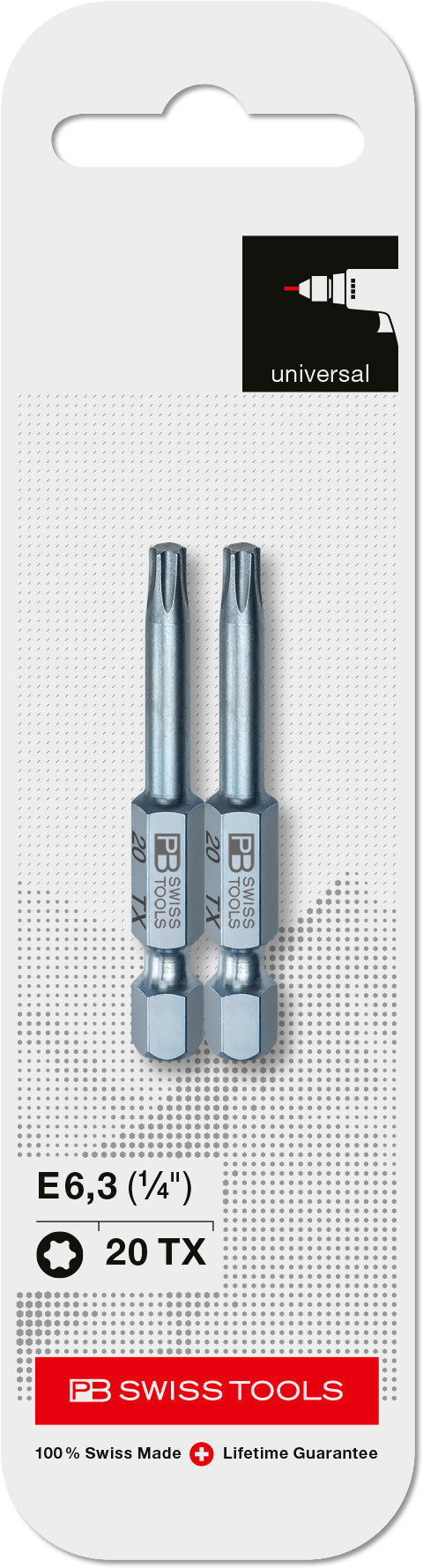 PB Swiss Torx PrecisionBit TX20 Design E 6.3 (1/4