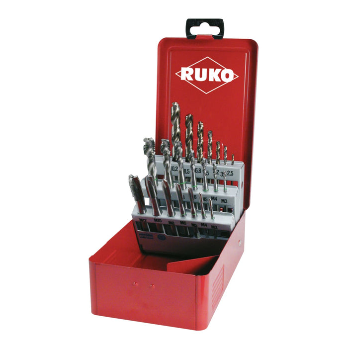 RUKO 21 Piece Set of Machine Taps Type B / C HSSE-Co 5 in steel case