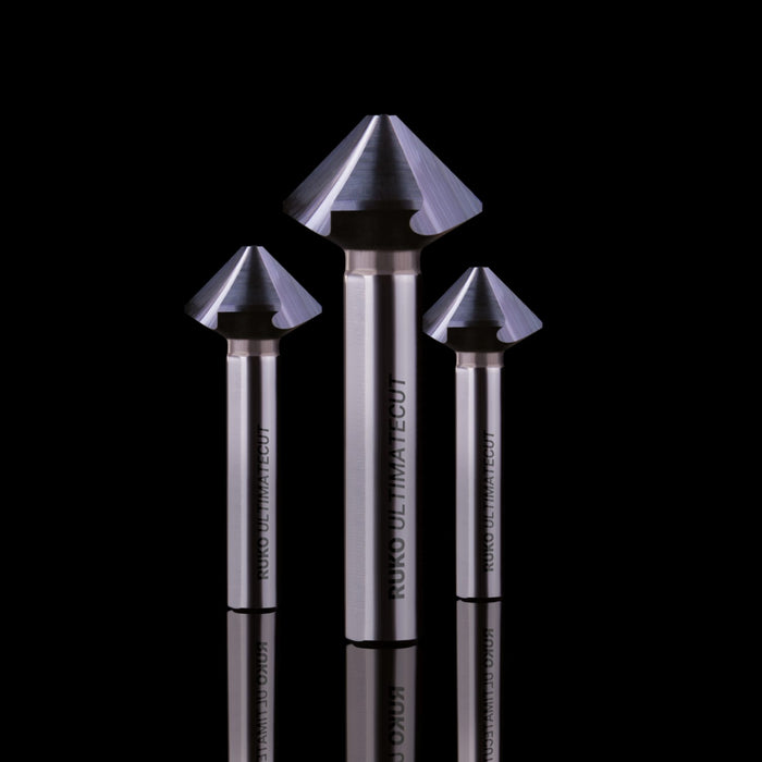 RUKO Ultimatecut Taper & Deburring Countersinker Set HSSE-Co 5 RUnaTEC DIN 335 Type C 90° in Plastic Case, 6 Pce