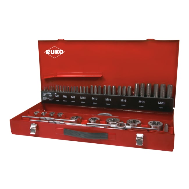 RUKO 54-piece Set of Thread-Cutting Tools HSS in Steel Case