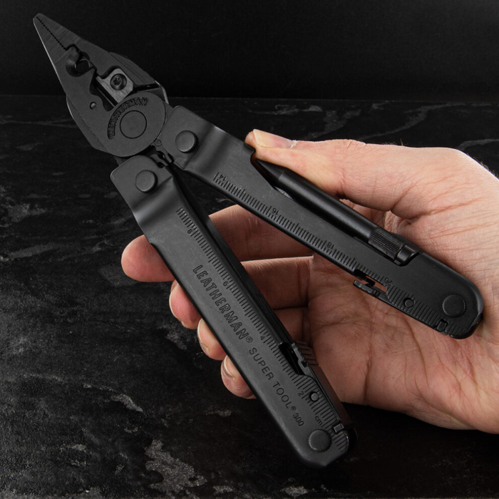 Leatherman 19 Tool Super Tool 300 EOD Black Oxide Multi-Tool with Brown MOLLE Sheath