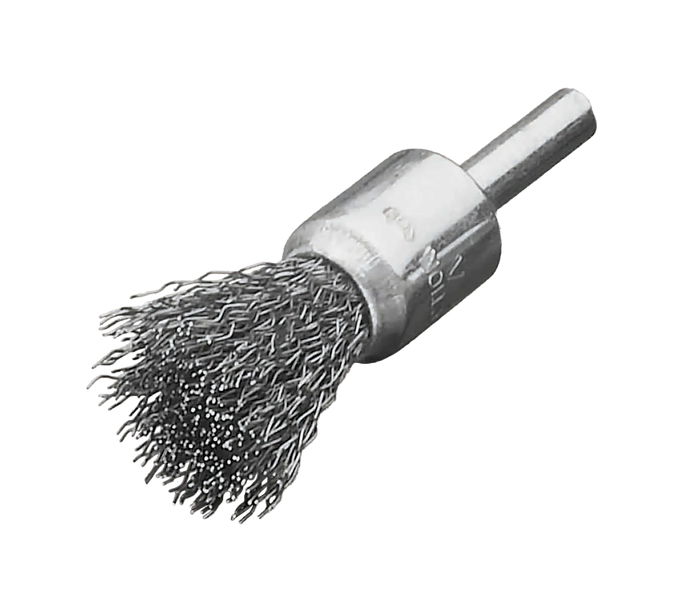 Lessmann End Brush 6mm Shank Dia 17 mm Long 65mm Stainless Steel Wire Crimped 0.20mm