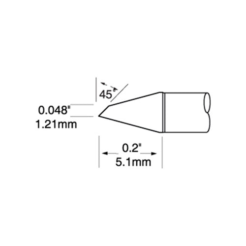 Metcal Ultrafine Rework Cartridge Hoof Micro 1.2x5mm 700 Series UFTC-7DRH412