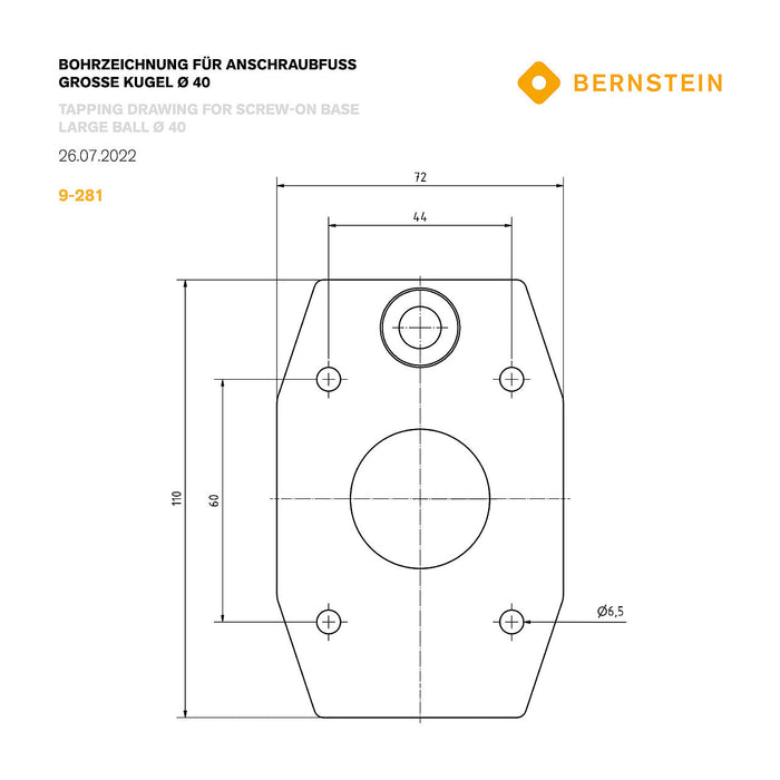 Bernstein SPANNFIX Ball Joint Holder for Screwing On 110 x 72mm